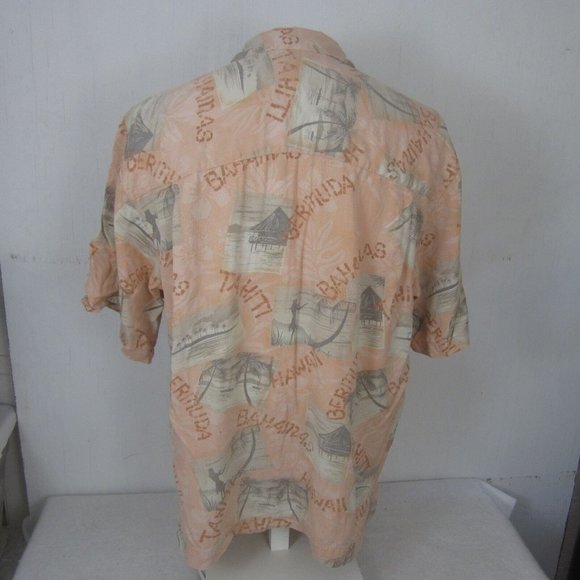 Bahama Bay Men Hawaiian camp shirt p2p 24" L aloha luau tropical silk vtg hula - Picture 7 of 9